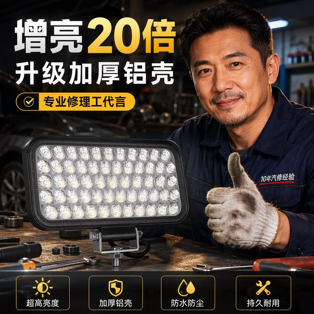 20倍车灯超亮大灯24v12v特亮强光led灯倒车灯货车叉车挖机货射灯