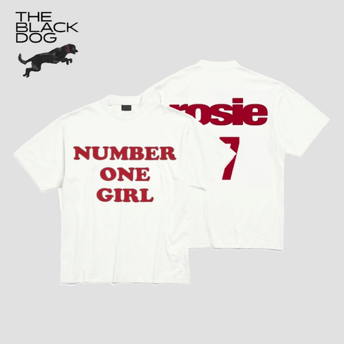 ROSIE NO.1 GIRL BLACKPINK粉墨短袖T恤黑狗THE BLACK DOG嘿犬