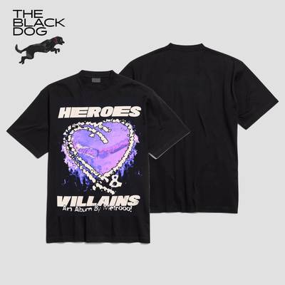 HEROES WILLAINS夏季短袖T恤黑狗THEBLACKDOG嘿犬复古潮流小众设