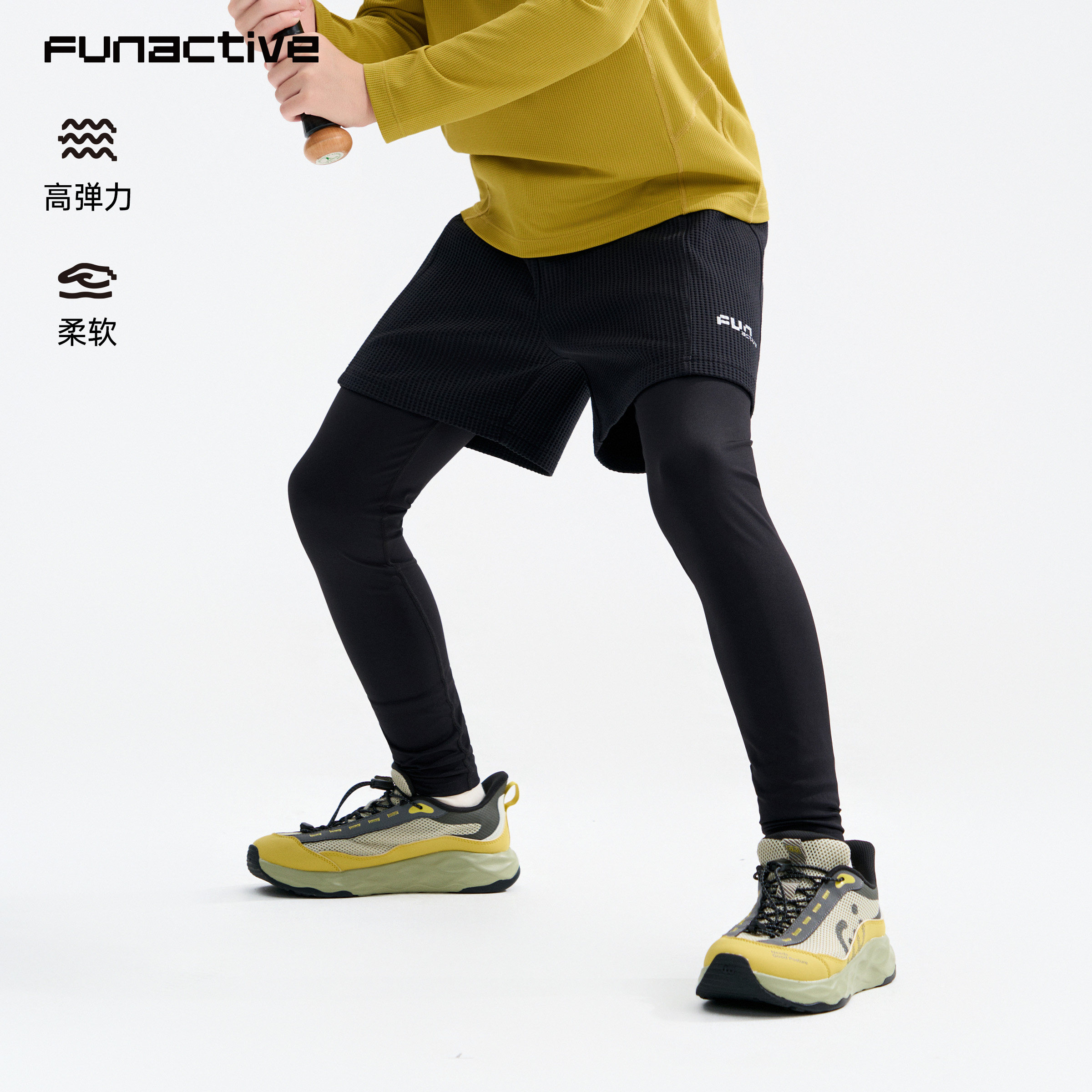 男童裤子运动裤假两件长裤图片