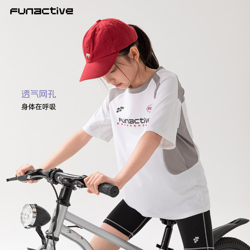 女童拼接透气吸湿排汗短袖T恤