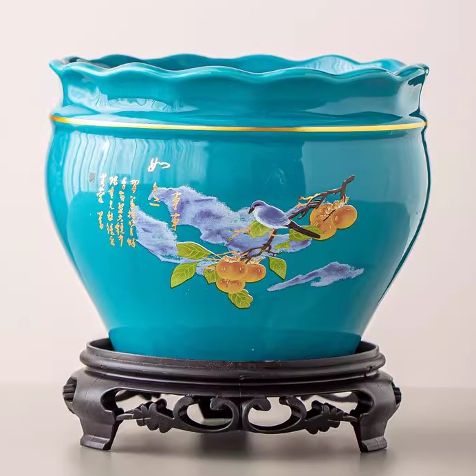 花盆陶瓷大号兰花绿萝中国风带底座家用简约阳台客厅绿植盆栽专用