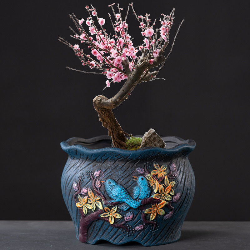 多肉花盆老桩陶瓷粗陶大号特价透气创意个性室内复古肉肉植物简约