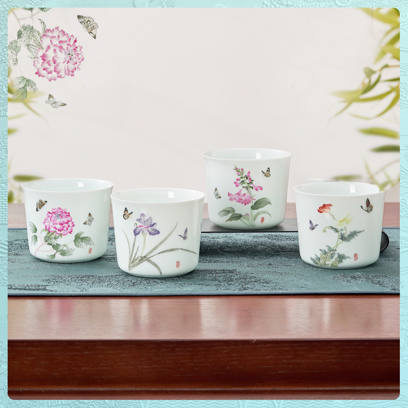 华光国瓷景瓷景德镇纯手工手绘制作茶杯喝水杯子主人杯国风繁花杯,餐饮具,茶杯,淘宝优惠券,粉丝福利购,淘宝优惠卷