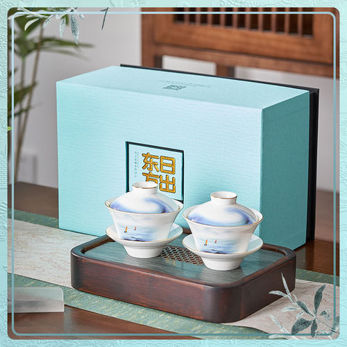华光国瓷 盖碗茶杯骨瓷三才盖碗大号泡茶杯单个防烫高档盖碗套装