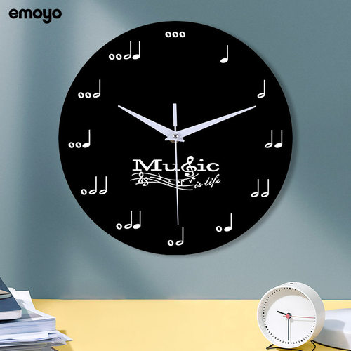 批发客厅时尚装饰家用现代简约挂钟 创意静音音符艺术挂墙钟表