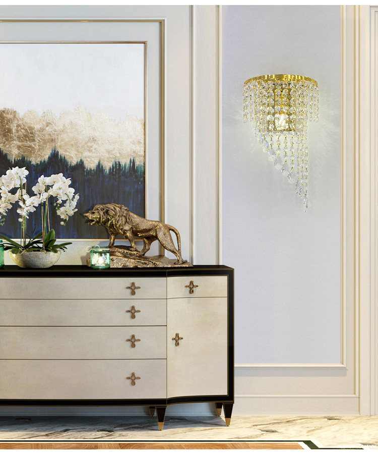 欧式简约水晶壁灯墙壁灯LED楼梯客厅卧室床头过道水晶墙灯具