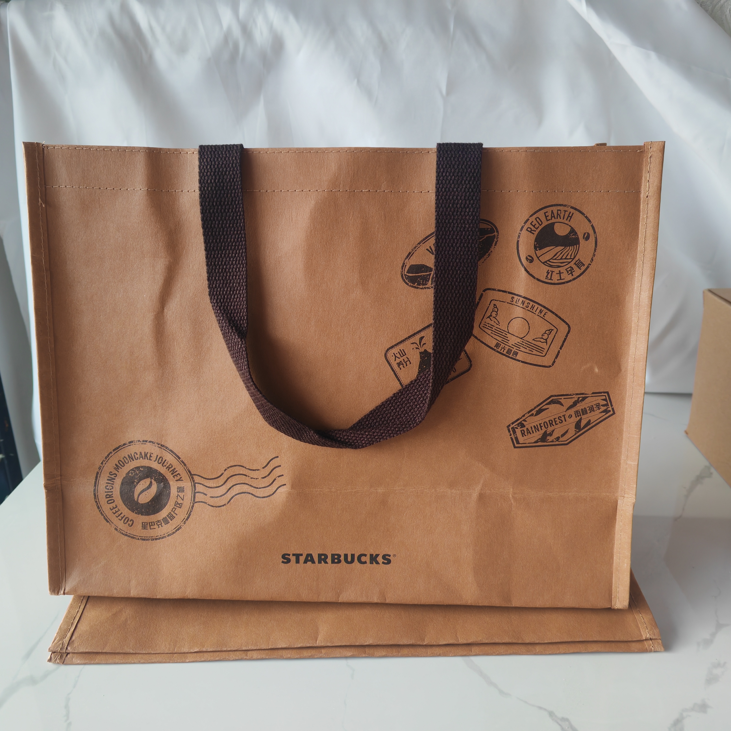 星巴克2023环保牛皮包复古文艺杜邦环保大容量单肩购物手提单肩包