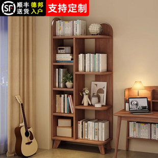 实木书架落地置物架现代简约客厅储物架角落收纳架转角书柜床边柜