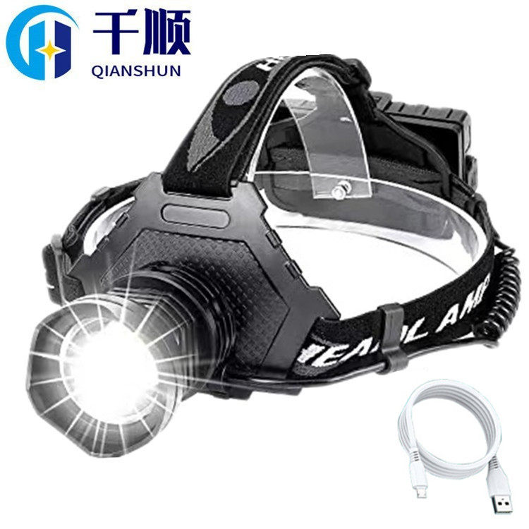 手机充电P50高亮头灯LED大功率USB头灯伸缩调焦矿灯钓鱼头灯探照