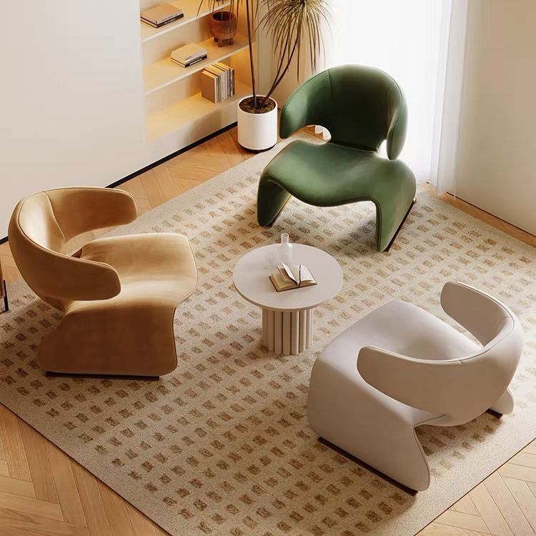 北欧布艺沙发客厅设计师创意单人沙发椅轻奢酒店休闲会客接待沙发