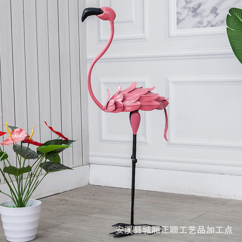 铁艺火烈鸟婚庆道具摆件 金属工艺品动物火烈鸟 中式婚庆铁艺动物