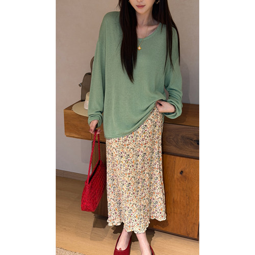 【7SEVEN】春夏碎花设计高腰垂坠感显瘦百搭通勤A字半身裙7296