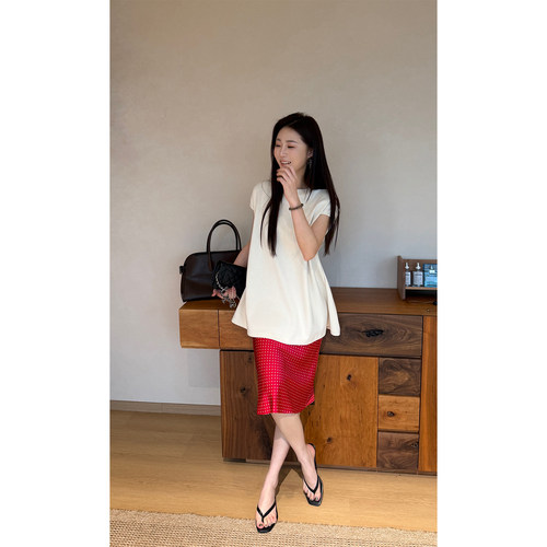 7SEVEN 竹节纱短袖T恤女宽松显瘦遮肉圆领上衣5533