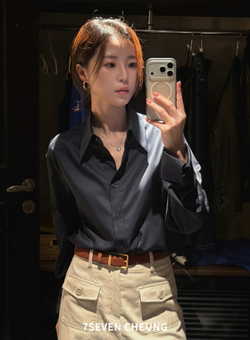 张七七 复古棕色绒面质感2026经典百搭显瘦真皮带扣女士腰带