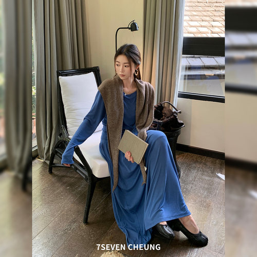 7SEVEN 莱赛尔桑蚕丝混纺收腰堆褶 韩系休闲秋长袖休闲T恤女3914
