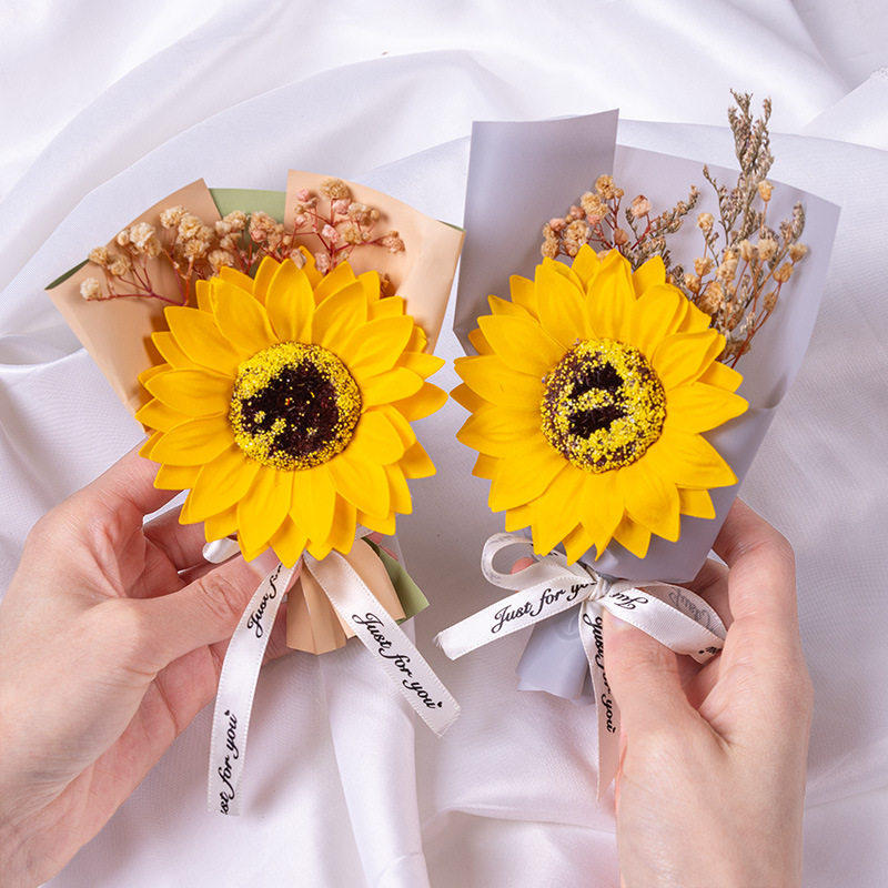 向日葵花束香皂花干花仿真小花束迷你永生花毕业季一举夺魁太阳花