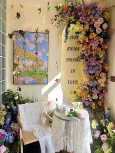 莫奈景观园林人造花插花照片装饰假花流行挂墙婚纱照花束景观