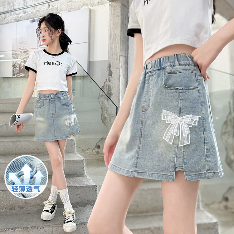 女童牛仔短裤2025新款夏装洋气女孩中大童百搭韩版夏季薄款裤裙潮