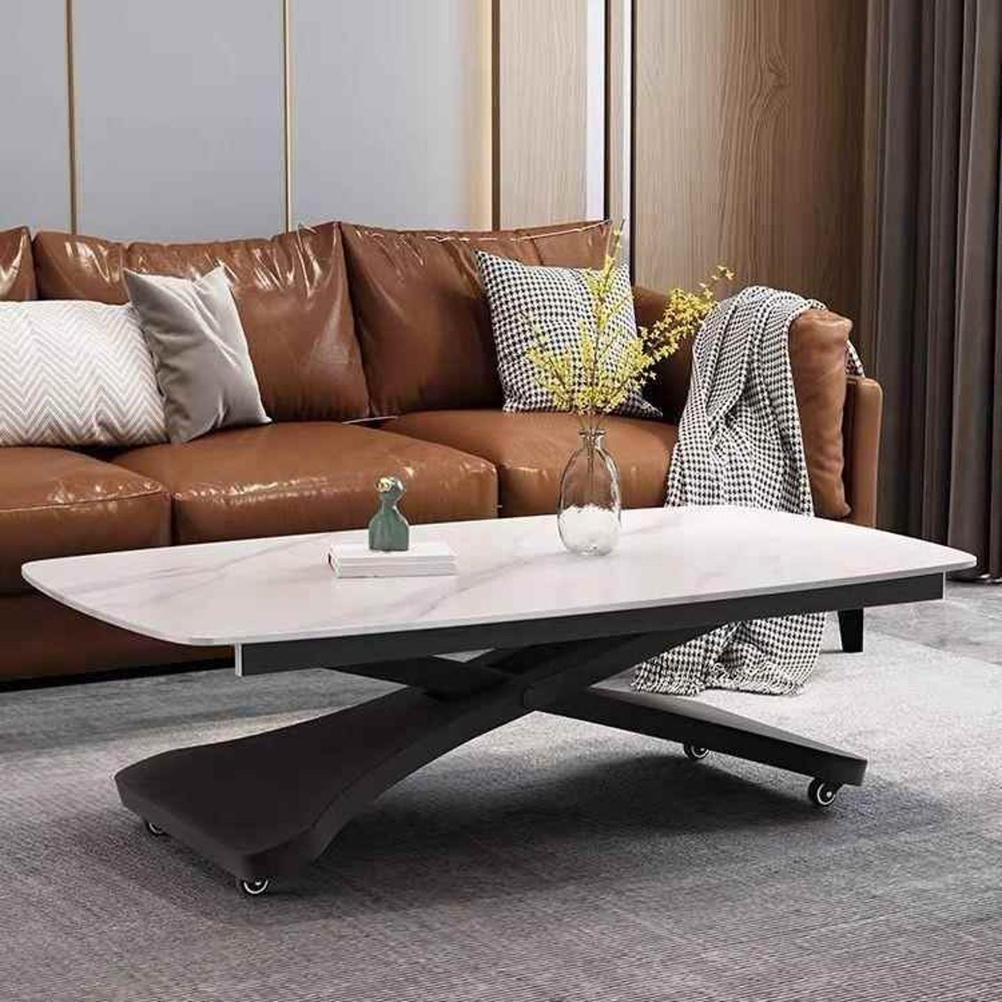 两用二合一茶几岩板现代简约小户型可移动升降轻奢多功能家用餐桌