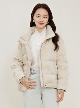 珂莱商场同款2025冬季新款女装连帽绣花保暖羽绒服外套KR00753D1