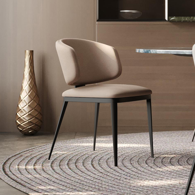 意式极简餐椅家用轻奢高级感靠背椅现代简约餐厅酒店洽谈布艺椅子