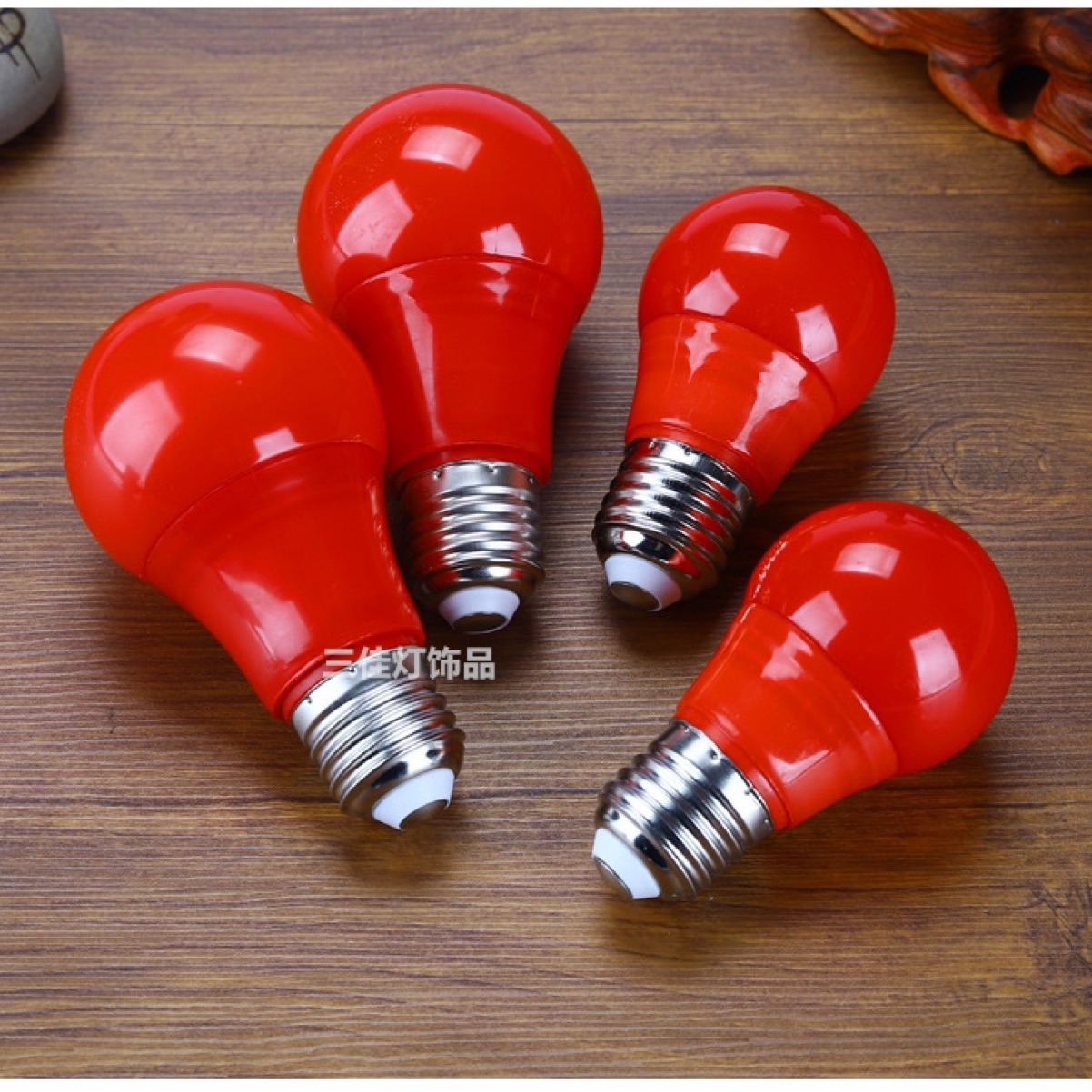 LED红色9W灯泡E27螺口户外防水婚庆喜庆装饰灯红灯笼节能球泡