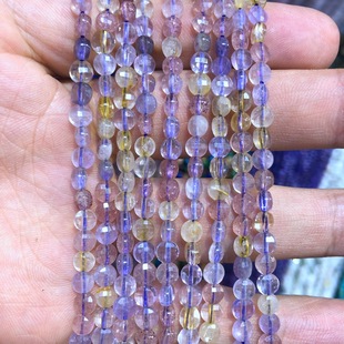 批发紫发晶超七水晶2x4mm 散珠配件 切面双圭面圆饼饰品服装