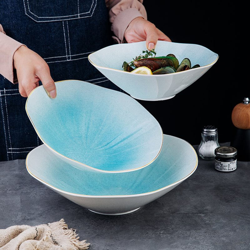 轻奢汤面碗家用大号斗笠碗酒店陶瓷餐具特色菜碗菜盆凉菜盘毛血旺