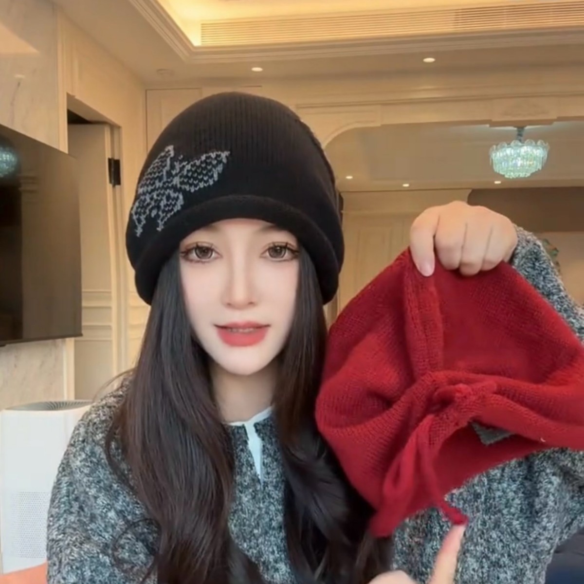 慵懒风蝴蝶堆堆帽帽子女秋冬季卷边显脸小针织帽休闲护耳包头冷帽