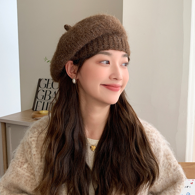 毛线贝雷帽子女秋冬季保暖休闲百搭英伦优雅时尚南瓜帽画家报童帽