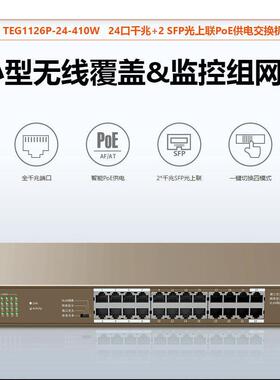 腾达TEG1126P-24-410W 24口千兆POE交换机超大功率410W(拍老发新)