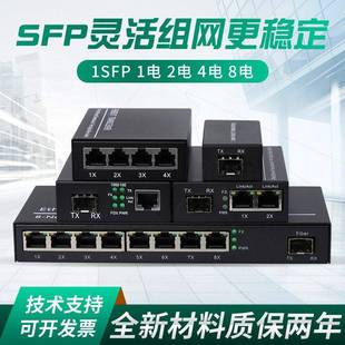 SFP收发器 1光1/2/4/8电 千兆光电转换器 网络监控 傻瓜式交换机