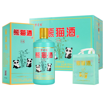 熊猫白酒52度浓香型500ml*6瓶粮食酿造酒整箱礼盒装送礼袋一个