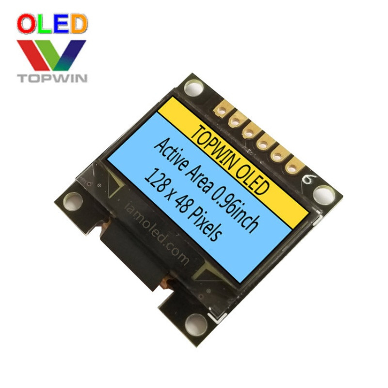 0.96寸oled双色模块6针TW128640960D模组带排针128x64黄蓝4线SPI