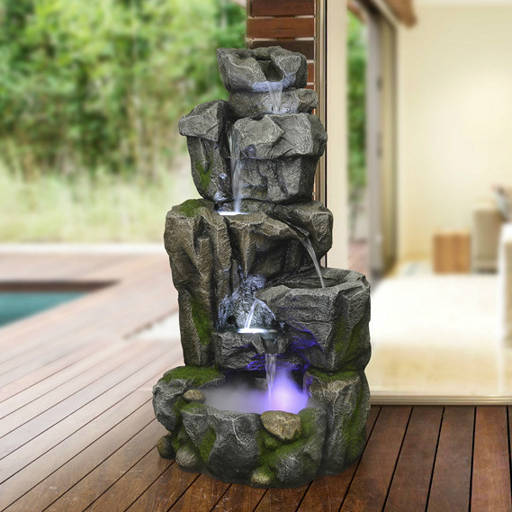 厂家直销东南亚落地庭院田园鱼池水景石头假山流水喷泉摆件