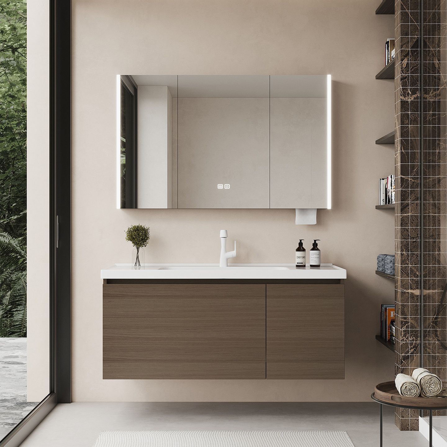 BTBT浴室柜组合陶瓷一体盆洗漱台小户型60cm卫生间智能除雾镜柜