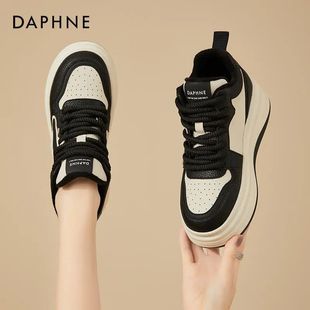 达芙妮厚底板鞋女款高帮运动鞋2025新款女鞋秋冬款加绒棉鞋休闲鞋