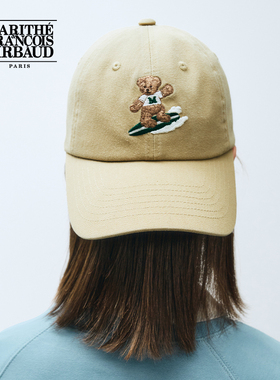 MARITHE鸭舌帽 潮流男女可爱风情侣冲浪涂鸦熊刺绣棒球帽子25年秋