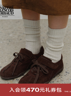 MARITHE女士绒面运动鞋 潮流舒适圆头轻便耐穿鞋子2025年秋冬韩系