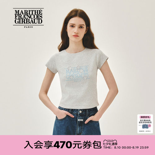 MARITHE女士花朵经典LOGOT恤