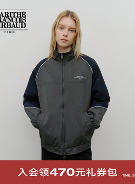 MARITHE撞色防风夹克 男女同款情侣高领防风刺绣外套2025年秋冬