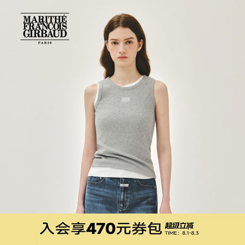 MARITHE女士丝带LOGO无袖T恤