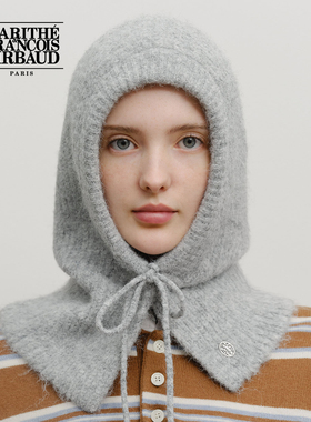 MARITHE圆形LOGO巴拉克拉法帽 绑带设计情侣实用针织帽子2025秋冬