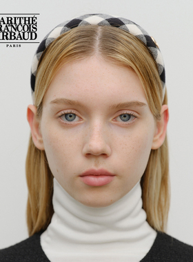 MARITHE经典格纹发箍 潮流男女同款品牌圆形LOGO棉质发箍25秋新