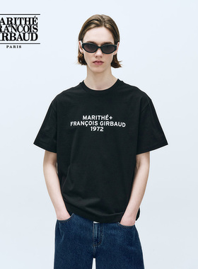 MARITHE宽松短袖T恤 潮流男女同款情侣装 字母LOGO圆领25年夏韩系