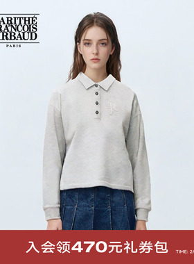 MARITHE纯色翻领卫衣 潮流男女同款情侣纽扣小标LOGO2025春秋新款