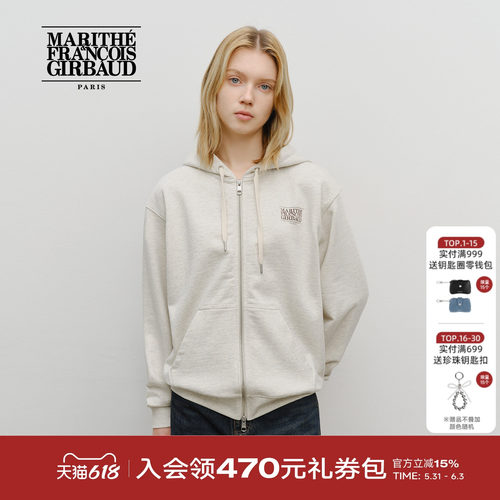 MARITHE经典LOGO拉链连帽卫衣