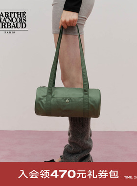 MARITHE经典LOGO迷你旅行包 情侣简约时尚精致刺绣手提桶包2025秋