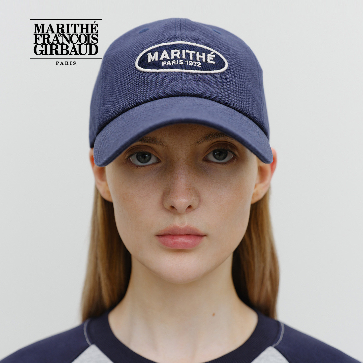 MARITHE椭圆LOGO鸭舌帽 可爱风简约情侣刺绣小头围202